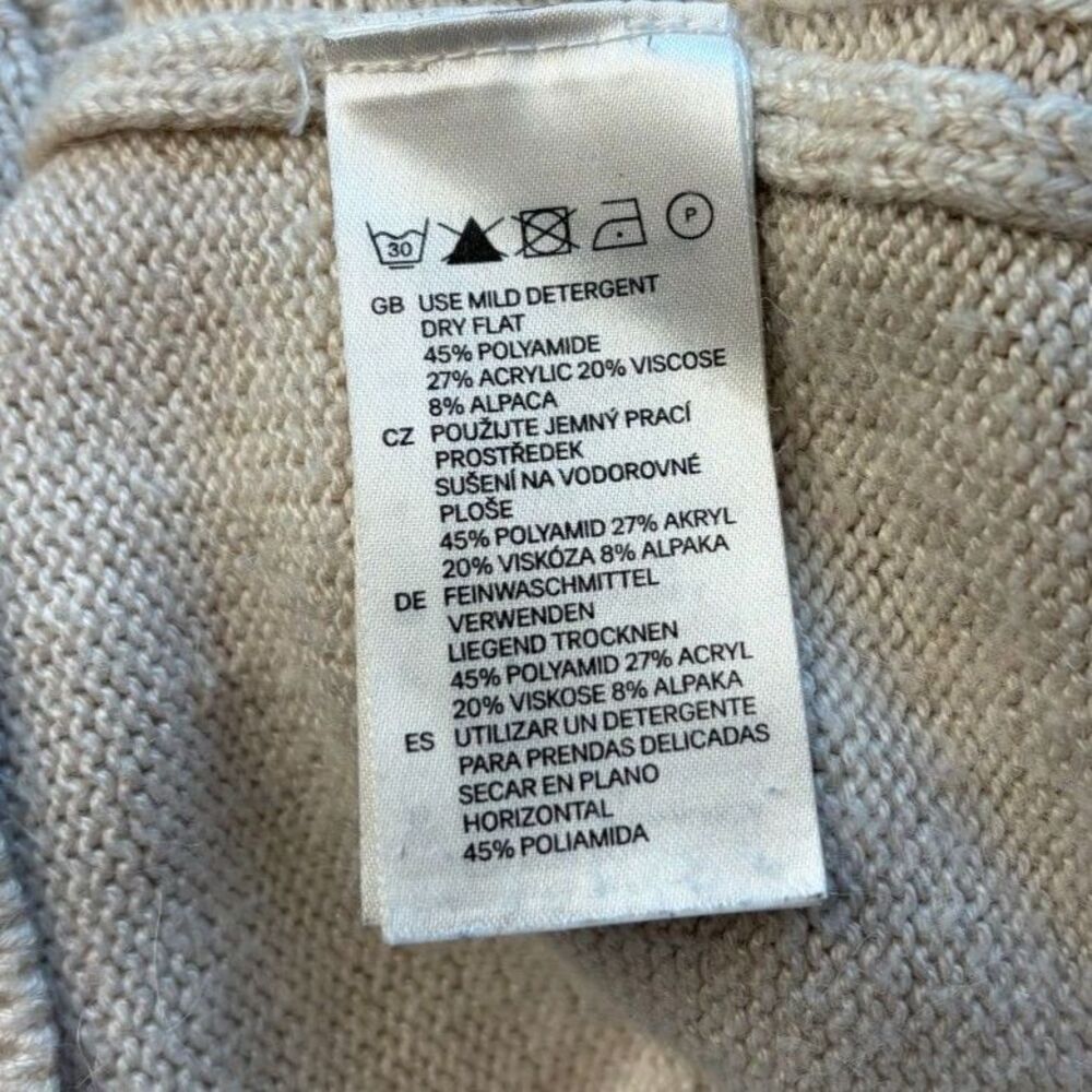 Vintage Y2K Abercrombie Fitch Cable Knit Crewneck Sweater S Cream Alpaca Blend - Picture 5 of 12